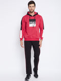 Livfree Men's Hoodie Full Sleeves Solid Tracksuit - Tango Red/Black