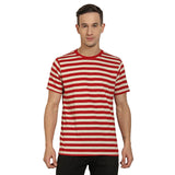 Round Neck Striper T-Shirt For Men- Acru milange