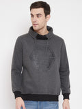 Livfree Men's Hooded Full Sleeves Logo Printed Sweatshirt With Pocket-Anthra