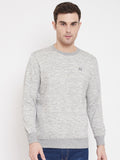 Livfree Men's Round Neck Full Sleeves Texture Pattern Sweatshirt-Ecru