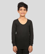 Neva Velveti Scoop Neck Full Sleeves Upper and Lower Thermal Upper for Kids Unisex (For Boys and Girls)-Anthra