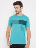 livfree Round Neck Half Sleeves Graphic Printed T-Shirt For Men- Sea Green
