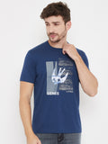 Neva Round Neck Half Sleeves Graphic Printed T-Shirt For Men- Denim