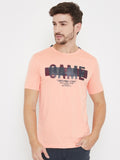 Neva Round Neck Half Sleeves Graphic Printed T-Shirt For Men- Peach