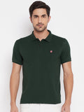 LIVFREE  Men's Regular Fit Solid T-Shirt- Bottel Green