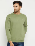 LIVFREE MEN'S SOLID ROUND NECK  SWEATSHIRT WITH LOGO