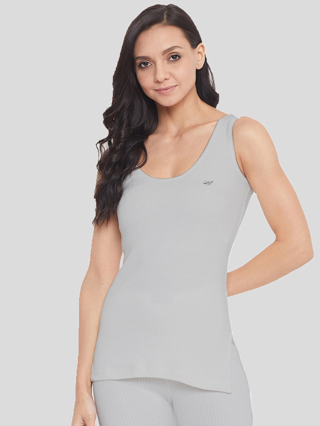 Neva Sleeveless Slip Thermal Top For Women - Milange Grey (Velveti)