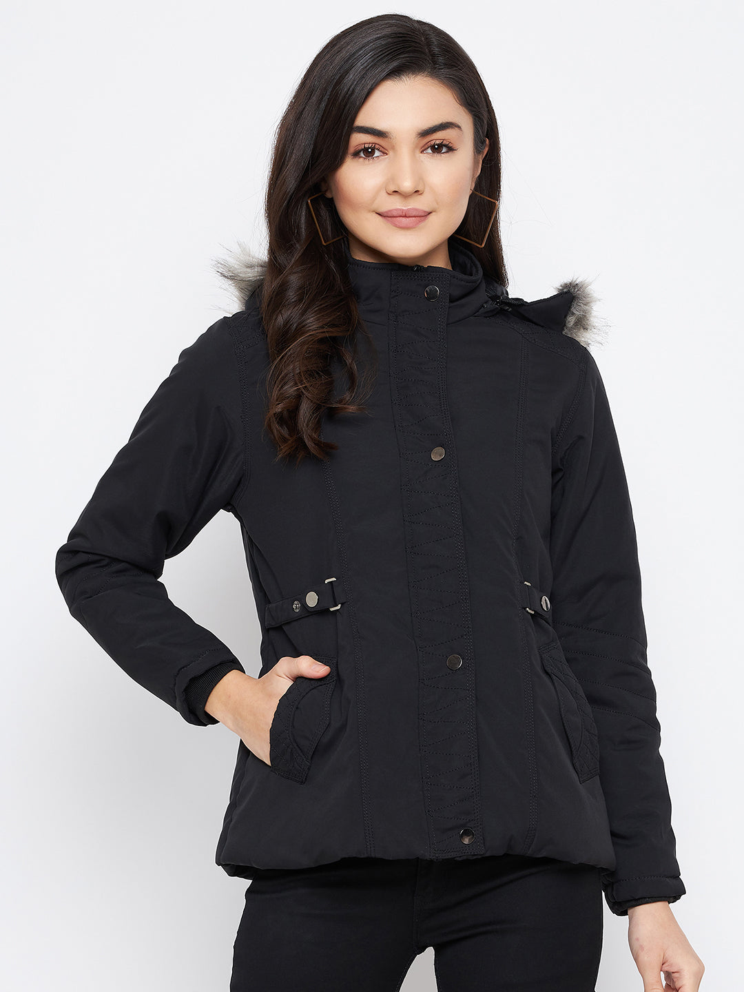 Livfree women Stylish black full zipper hoody Jacket- Black