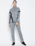 Livfree Women's Mock Collar Milange Tracksuit - Grey Mix