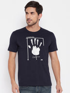 LIVFREE Men's Regular Fit Graphic Printed T-Shirt -Navy
