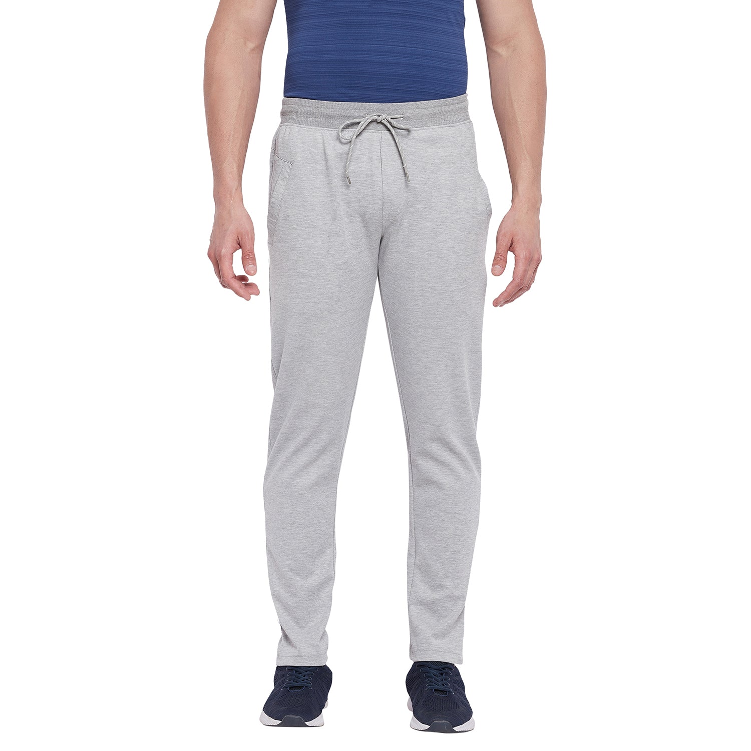Neva Men Cotton Rich Basic Solid Color Trackpant- Milange Grey