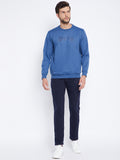 Livfree Men's Solid TrackSuit - Denim Milange/Navy