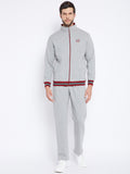 Livfree Men's Mock Collar Full Sleeves Milange Tracksuit -Milange Grey (Zipper)