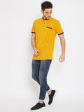 Neva Men Printed Crew Neck T-Shirt with Fitch Pocket-Mustard