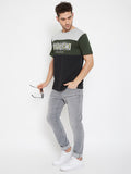 Neva Men's Round Neck Half Sleeve Printed T-Shirt-Green