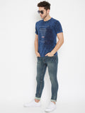 Neva Men's Round Neck Half Sleeve Printed T-Shirt-Navy