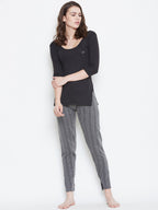 Neva Velveti Deep Scoop Neck 3/4th Sleeve Thermal Upper for Women