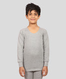 Neva Velveti Scoop Neck Full Sleeves Upper and Lower Warmer/Thermal Upper for Kids Unisex (For Boys and Girls)-Milange Grey