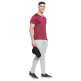 Neva Men Sweatfree Barcode Knit Round Neck Half Sleeve T-Shirt With Reflective Logo on Chest- Maroon