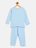 Neva Kid's Round Neck Full Sleeve Thermal Upper & Bottom Set- Sky