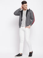 Livfree Mens Full Zipper Hoody With Chest Patch Sweatshirt