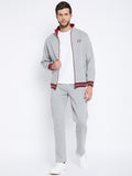 Livfree Men's Mock Collar Full Sleeves Milange Tracksuit -Milange Grey (Zipper)