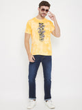 LIVFREE Round Neck Half Sleeves Graphic Printed T-Shirt For Men- Yellow