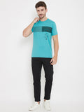 livfree Round Neck Half Sleeves Graphic Printed T-Shirt For Men- Sea Green