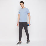 Neva Men's Track Pant in Solid Pattern Side pockets one side zipper - Anthra