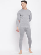 Neva Men Round Neck Full Sleeve Thermal Upper & Bottom Set- Milange Grey (Glaccia)