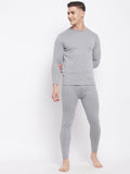 Neva Men Round Neck Full Sleeve Thermal Upper & Bottom Set- Milange Grey (Glaccia)