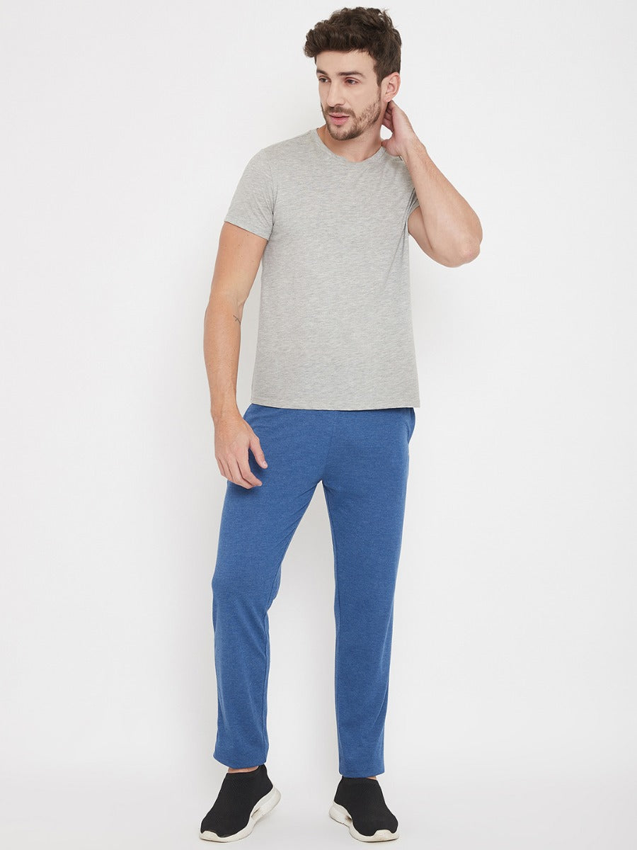 Plain Track Pants For Men- Denim Milange