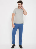 Livfree Men's Track Pant in Solid Pattern Back and Side pockets -Denim Milange