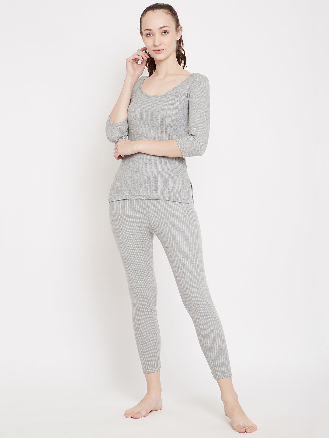 Neva Velveti Deep Scoop Neck 3/4th Sleeve Thermal Upper for Women