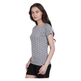 NEVA Round Neck Half Sleeve Front Printed T-shirt For Women-Milange Grey