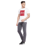 LIVFREE Men Round Neck Half Sleeve T-Shirt with Graphic Print on Chest- White