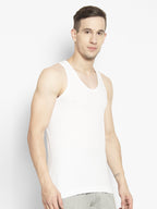 Men's Neva Koolin White Round Neck Sleeveless Sandow Vest - Cotton, Extra Soft, Creating Koolin Effect for Comfort - Ideal for Summer, Gym, and Everyday Wear- Pack of 4 Pcs