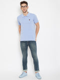 LIVFREE Men's Regular Fit Solid T-Shirt For Men- Powder Blue
