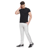 Neva Men Two Tone Cotton Rich Trackpant with Contrast side Piping- Light Grey