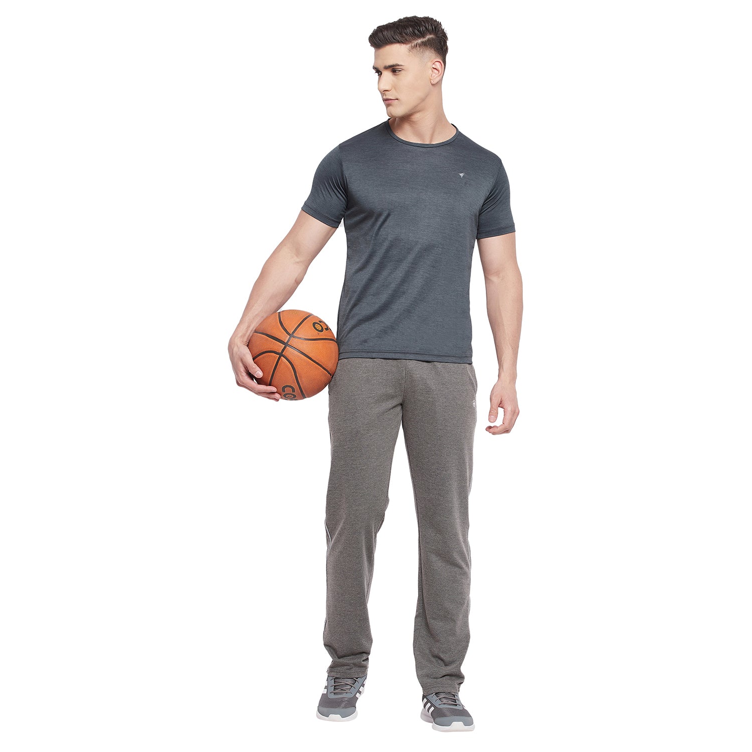 Neva Men Round Neck Half Sleeve Sports wear T-shirt- Dark Grey
