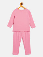 Neva Kid's Round Neck Full Sleeve Thermal Upper & Bottom Set- Coral