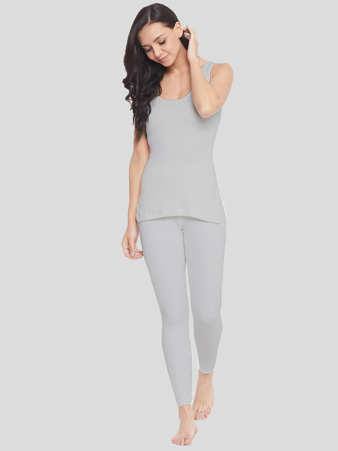 Neva Sleeveless Slip Thermal Top For Women - Milange Grey (Velveti)