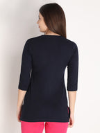 NEVA Women Round Neck Cotton Stylish T-Shirt- Navy