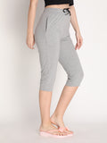 NEVA Women Cotton Capri Pants- Milange Grey
