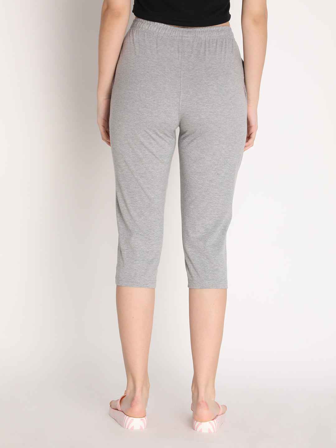 NEVA Women Cotton Capri Pants- Milange Grey