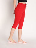 NEVA Women Cotton Capri Pants- Red