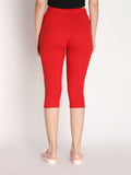 NEVA Women Cotton Capri Pants- Red