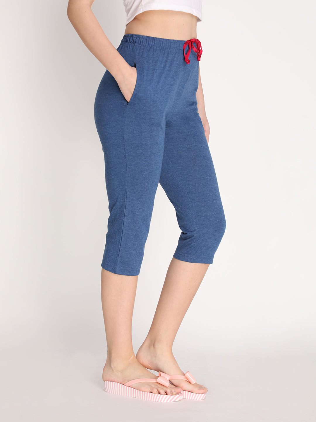 NEVA Women Cotton Capri Pants- Denim Milange – Neva Clothing India
