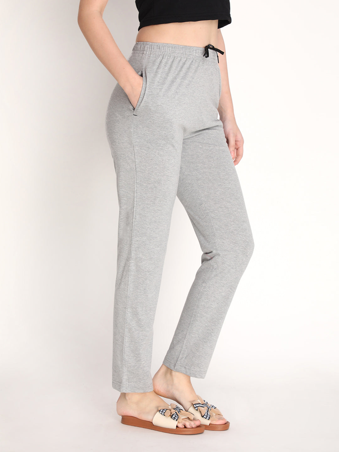 NEVA Women Regular Fit Track pants- Milange Grey