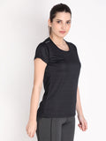 NEVA Women Round Neck Gym Sports T-Shirt- Black